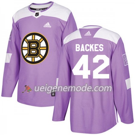 Herren Eishockey Boston Bruins Trikot David Backes 42 Adidas 2017-2018 Lila Fights Cancer Practice Authentic